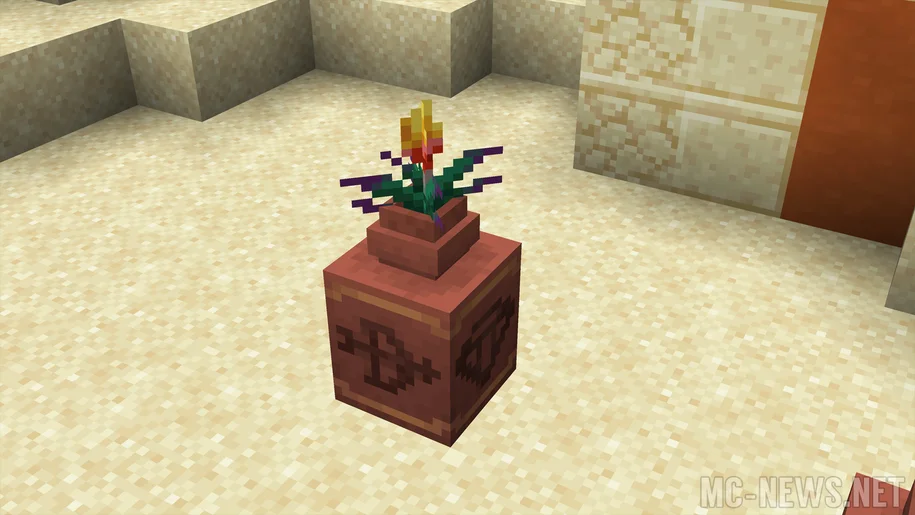 Decorated Pot in Minecraft with a Torchflower on top
